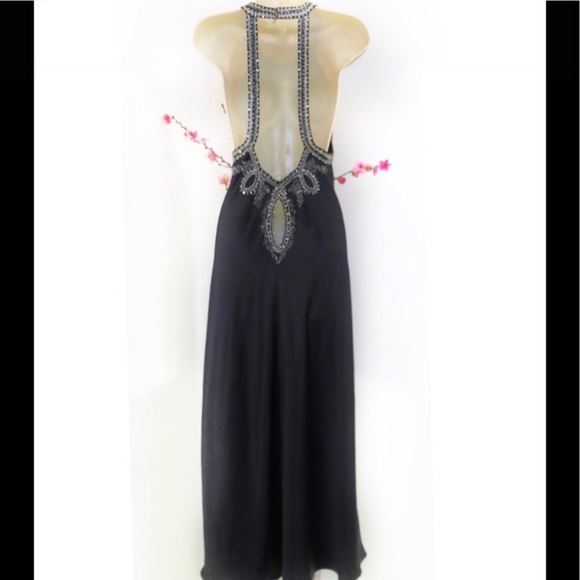 Vintage 90’s Y2K 100% Silk Dress Beaded Dress Black Silk Slip Dress Maxi Prom - Picture 12 of 12